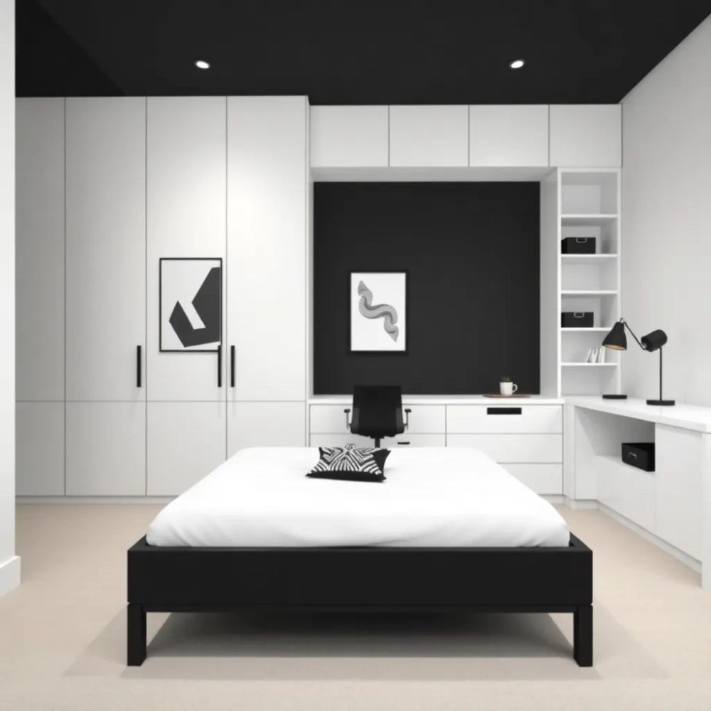 Biało czarny pokój dla chłopca