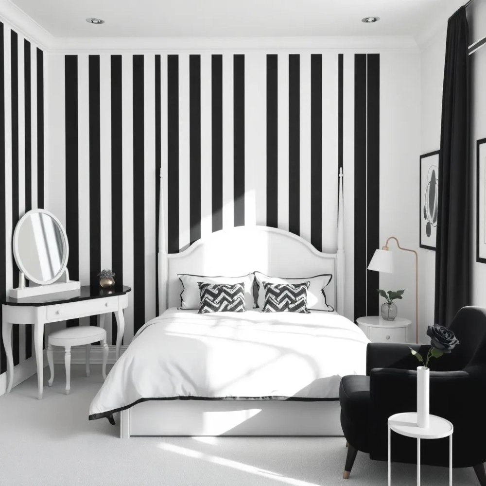 Biało czarny pokój dla dziewczynki