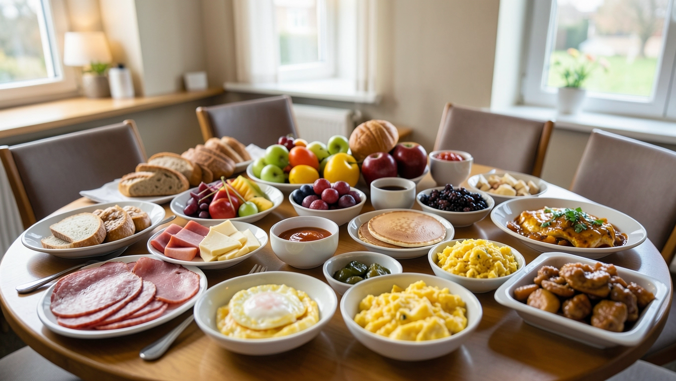 Bufet hotelowy: szeroki wybór dań na śniadanie