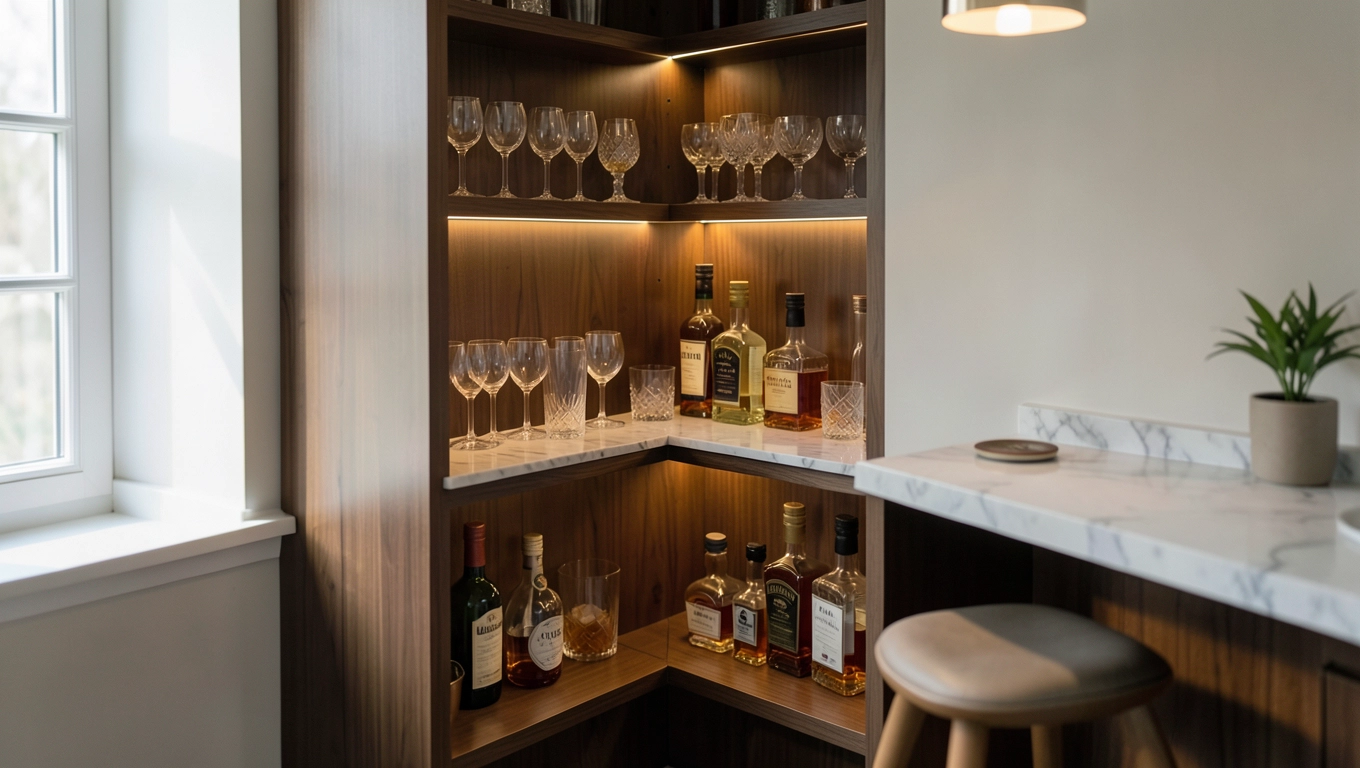 corner mini bar for home
