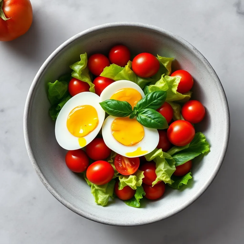 Dietetyczna sałatka z jajkiem i pomidorem