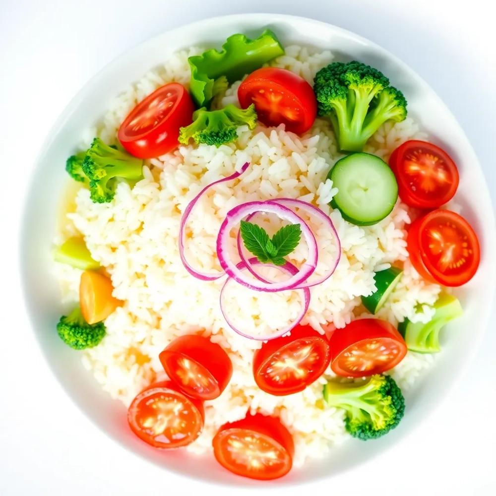 Dietetyczna sałatka z ryżem i warzywami