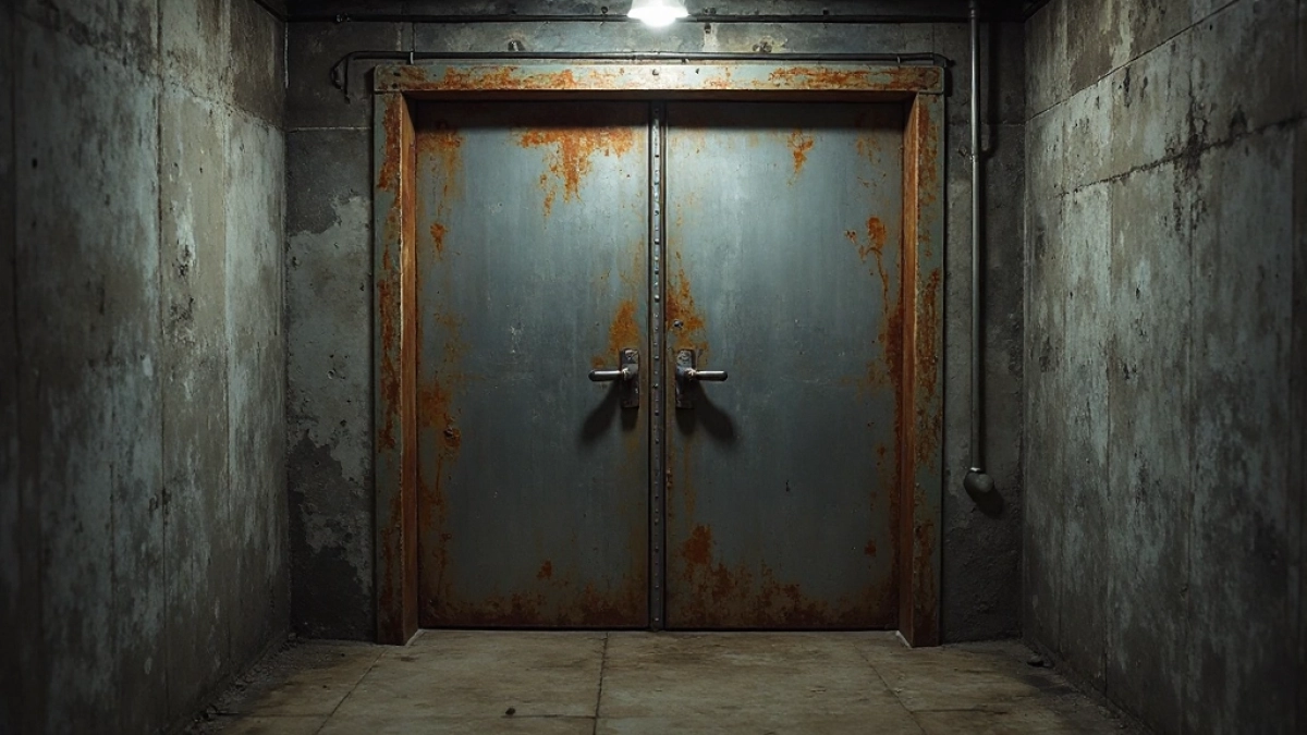 Drzwi metalowe do piwnicy z ościeżnicą