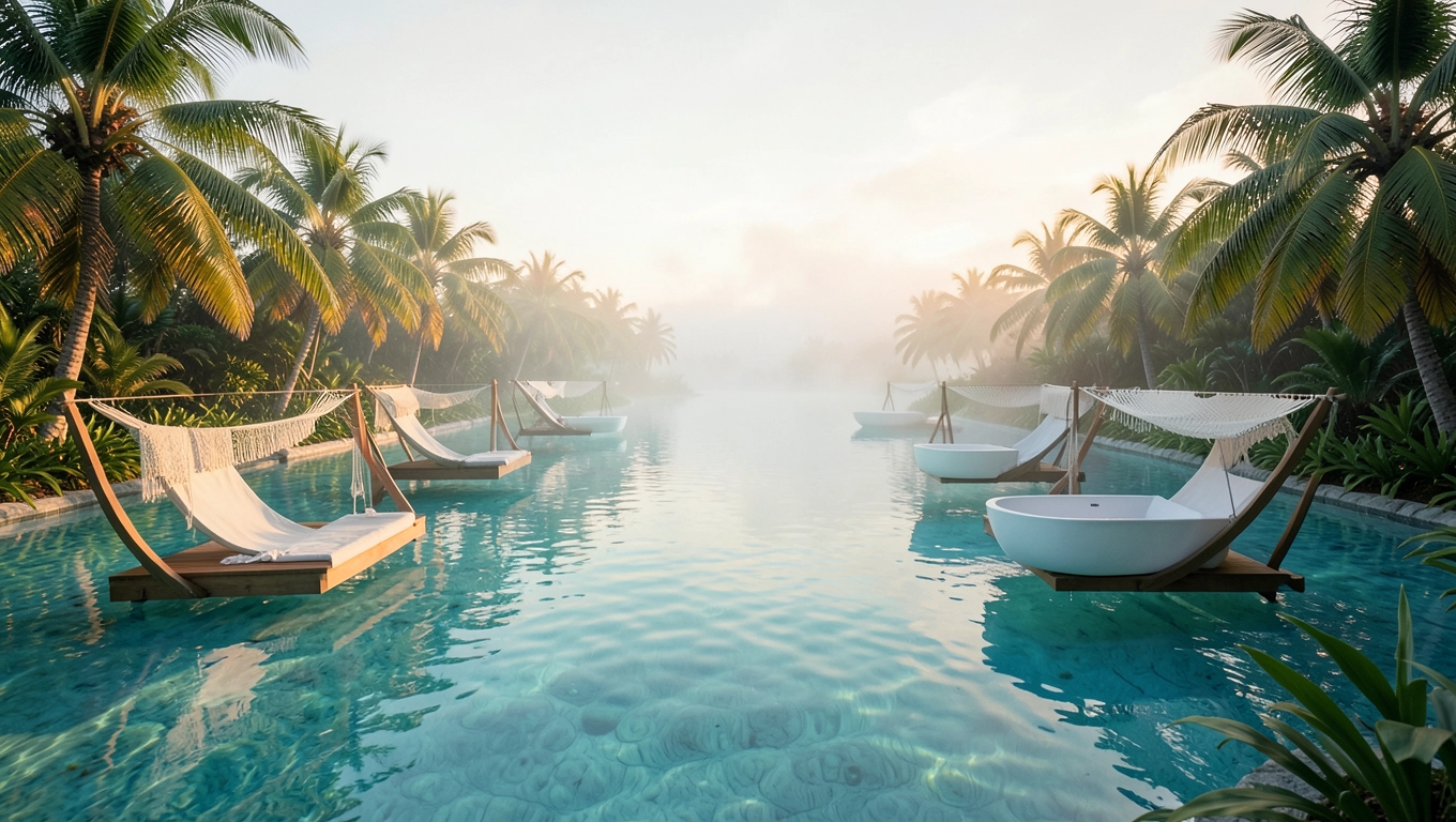 Hamaki i wanny nad wodą