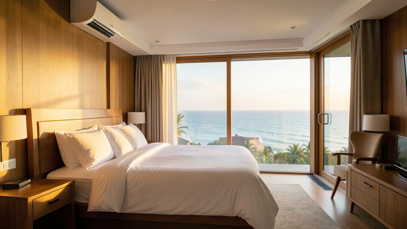 Komfortowe wnętrze sea view bungalow