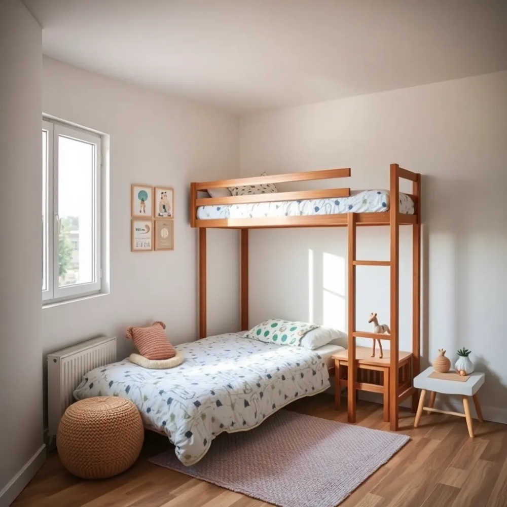 Mały pokój z łóżkiem piętrowym