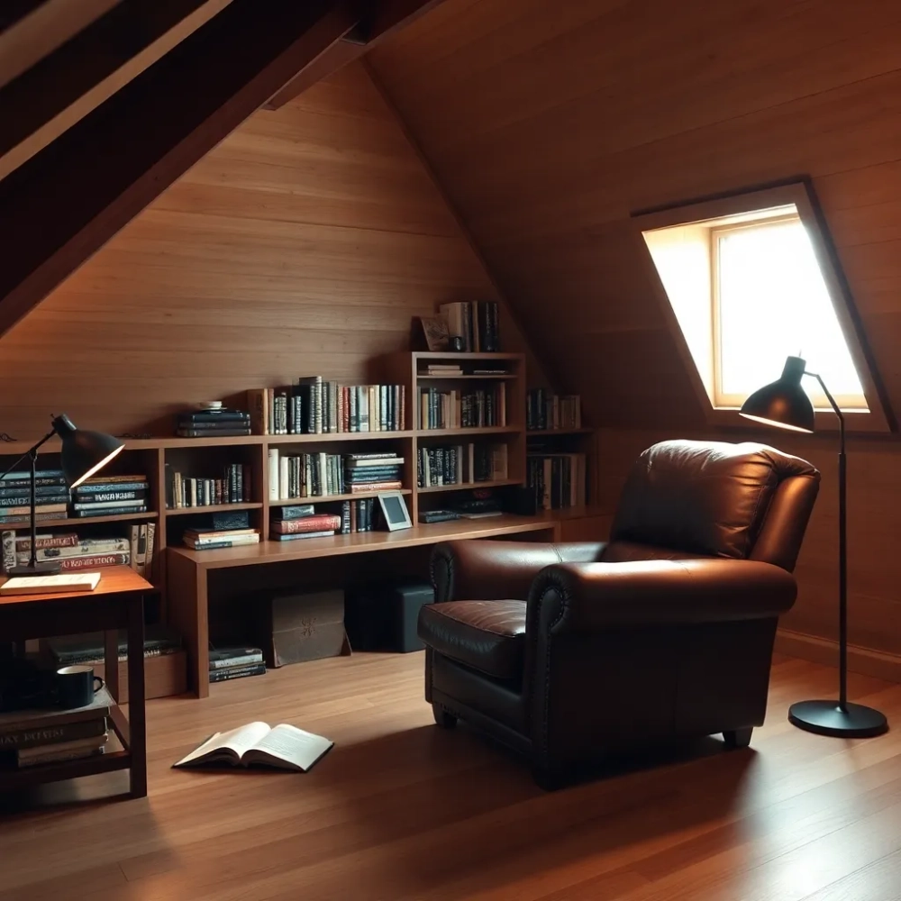 Męski pokój na poddaszu