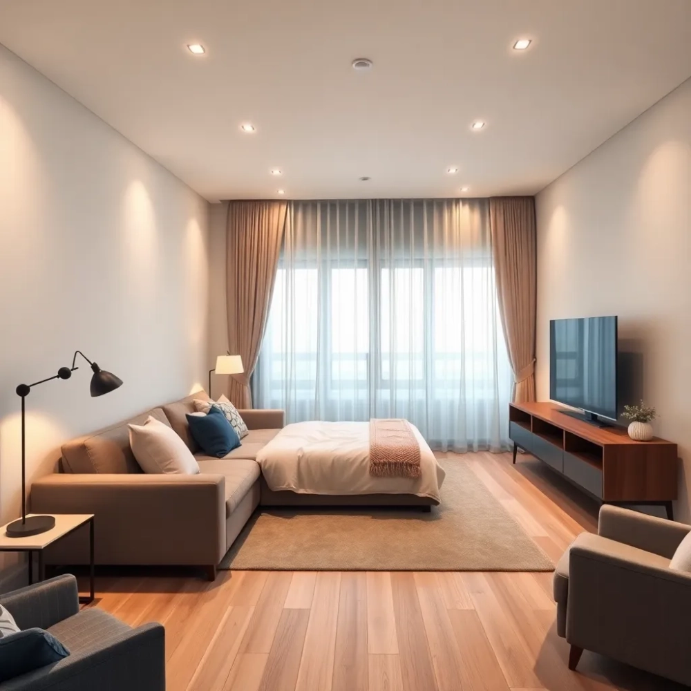 Pokój dzienny i sypialnia w jednym aranżacje