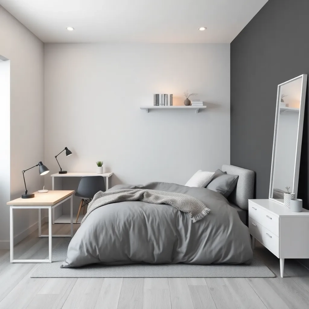 Pokój młodzieżowy dla dziewczyny szary