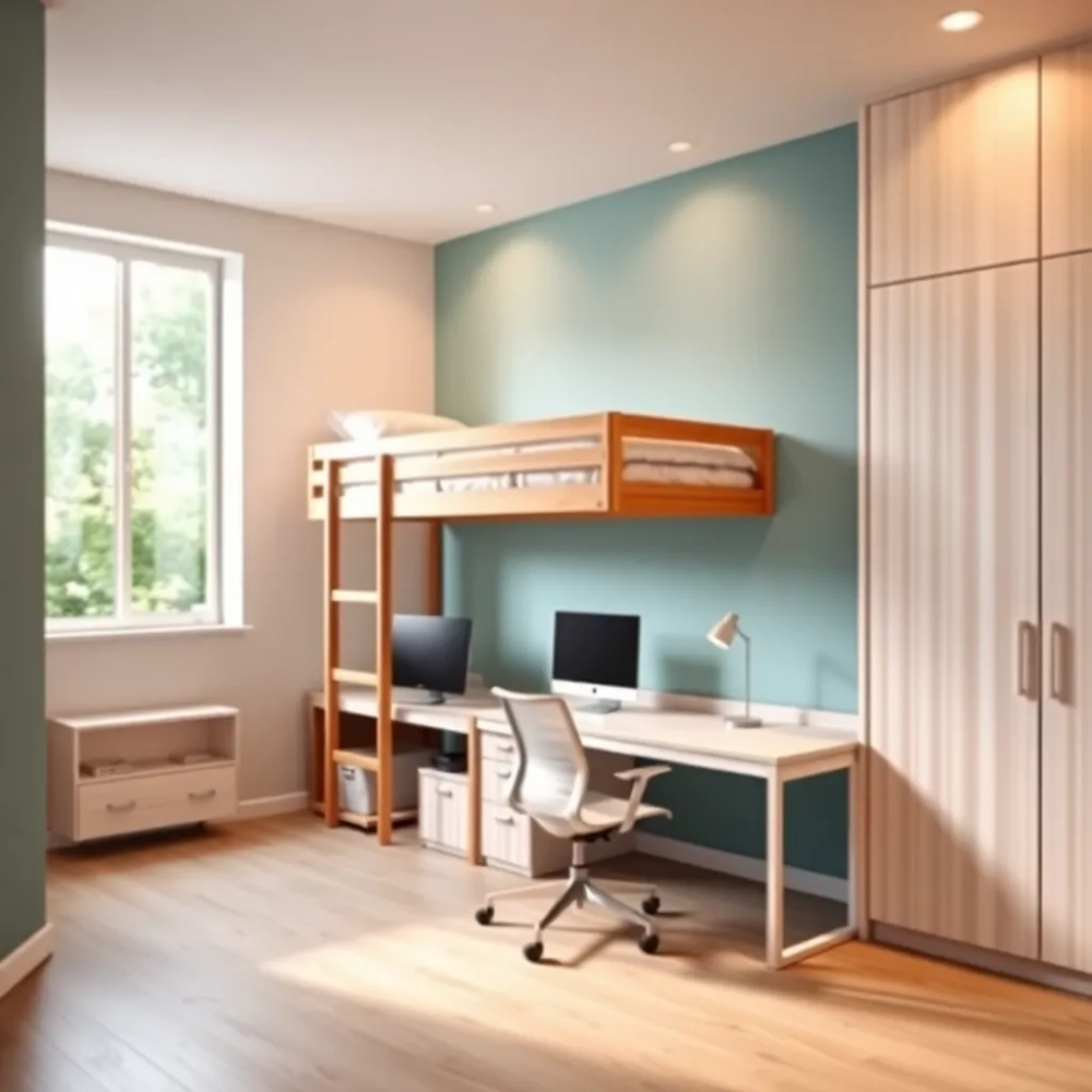 Pokój młodzieżowy z łóżkiem piętrowym
