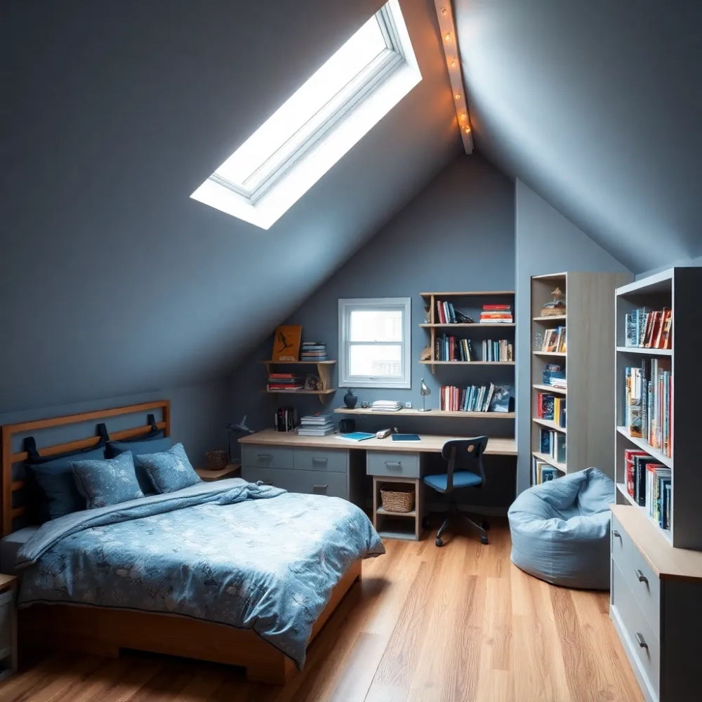 Pokój na poddaszu dla chłopca 10 lat