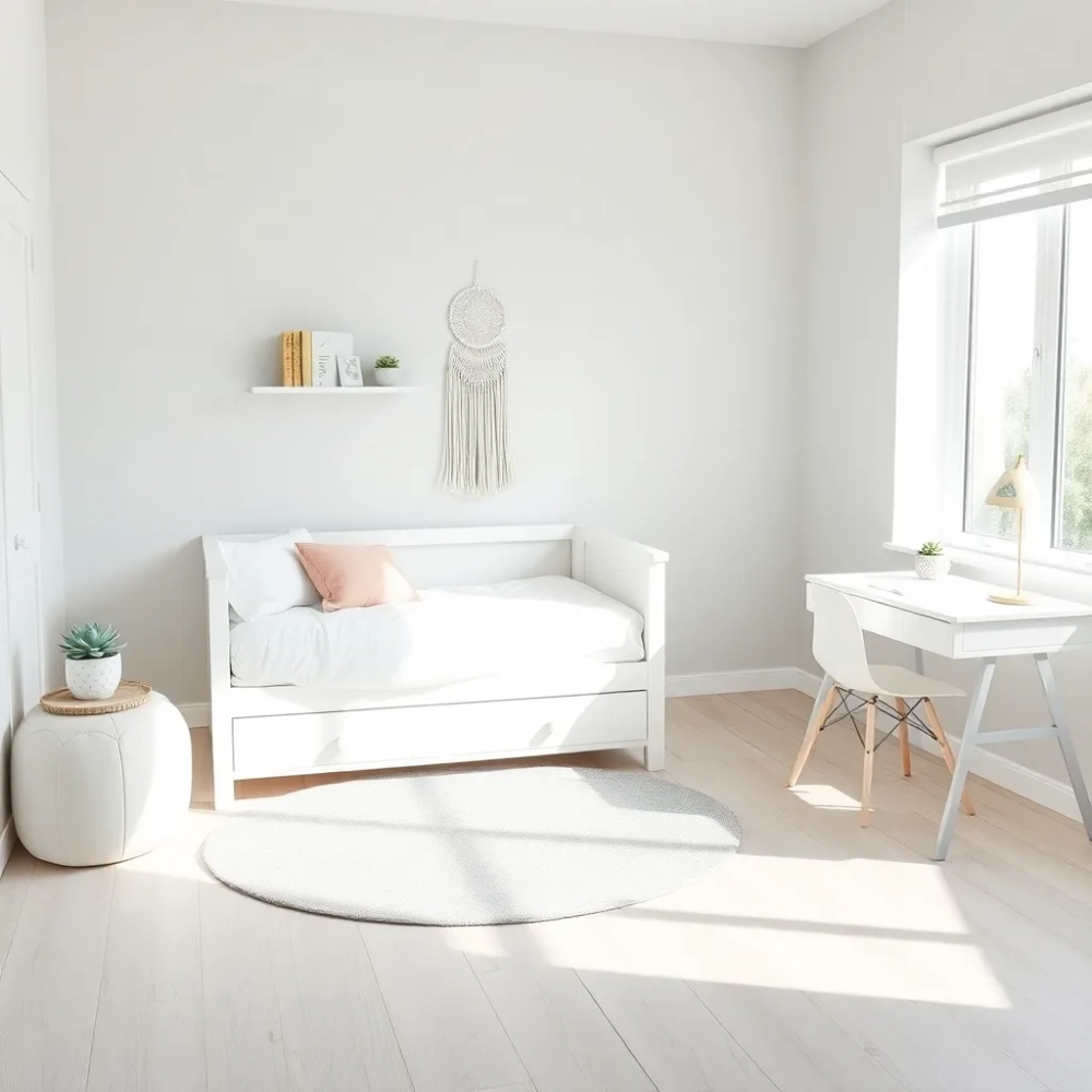 Pokój szaro biały dla dziewczynki