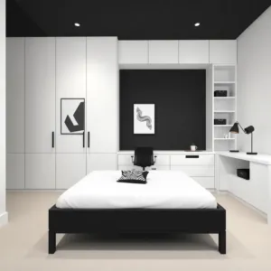 Biało czarny pokój dla chłopca