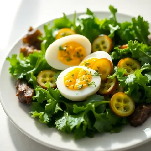 Dietetyczna sałatka z jajkiem i ogórkiem kiszonym