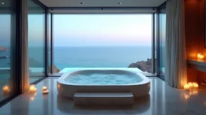 Hotel z jacuzzi w pokoju nad morzem