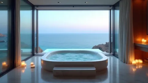 Hotel z jacuzzi w pokoju nad morzem