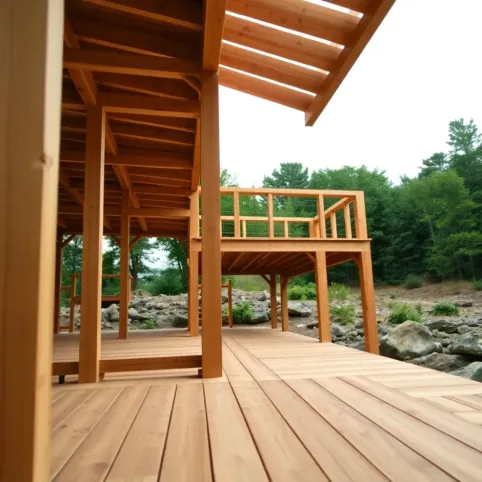 Konstrukcja tarasu drewnianego na słupach