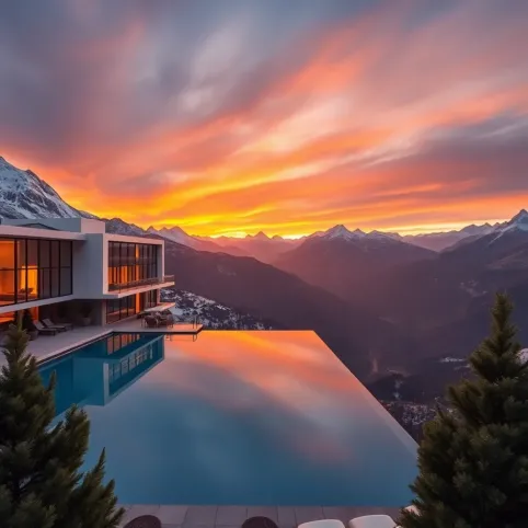 Mały hotel z basenem w górach