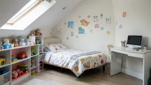 Mały pokój dziecięcy na poddaszu