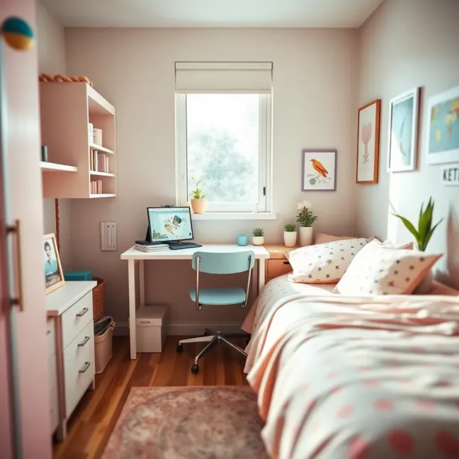Mały pokój młodzieżowy dla dziewczyny