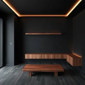 Pokój czarny z drewnem