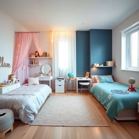 Pokój dla chłopca i dziewczynki w bloku