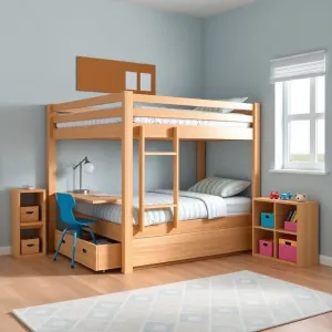 Pokój dla chłopca z łóżkiem piętrowym