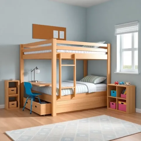 Pokój dla chłopca z łóżkiem piętrowym