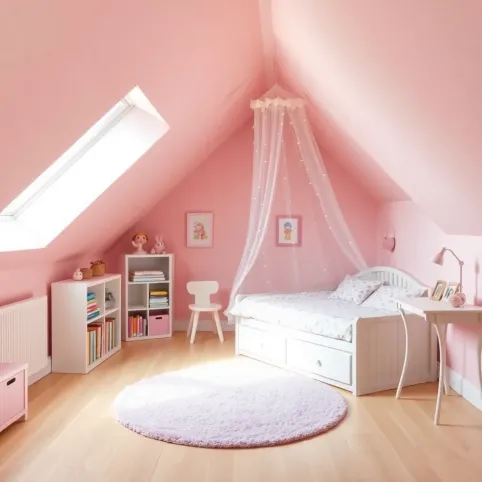 Pokój dla dziewczynki na poddaszu aranżacje