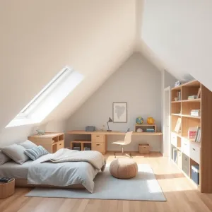 Pokój dziecięcy na poddaszu dla chłopca