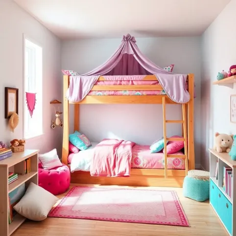 Pokój dziewczynek z łóżkiem piętrowym