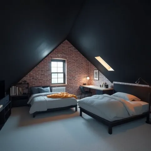 Pokój młodzieżowy dla chłopca na poddaszu