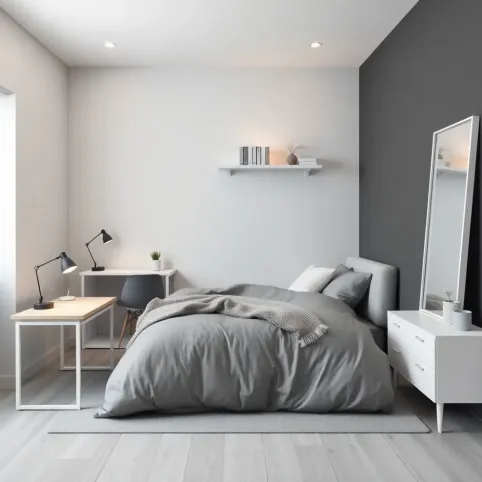 Pokój młodzieżowy dla dziewczyny szary