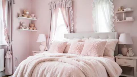 Pokój szaro różowy dla dziewczynki