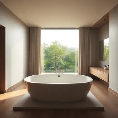 Pokój z wanną w sypialni