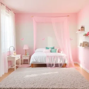 Zielono różowy pokój dla dziewczynki