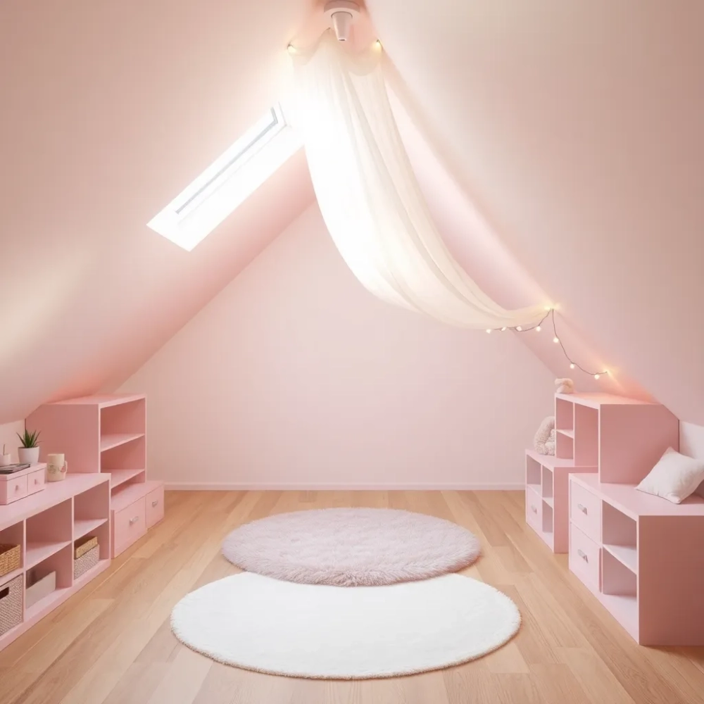 Skosy pokój dziewczynki na poddaszu