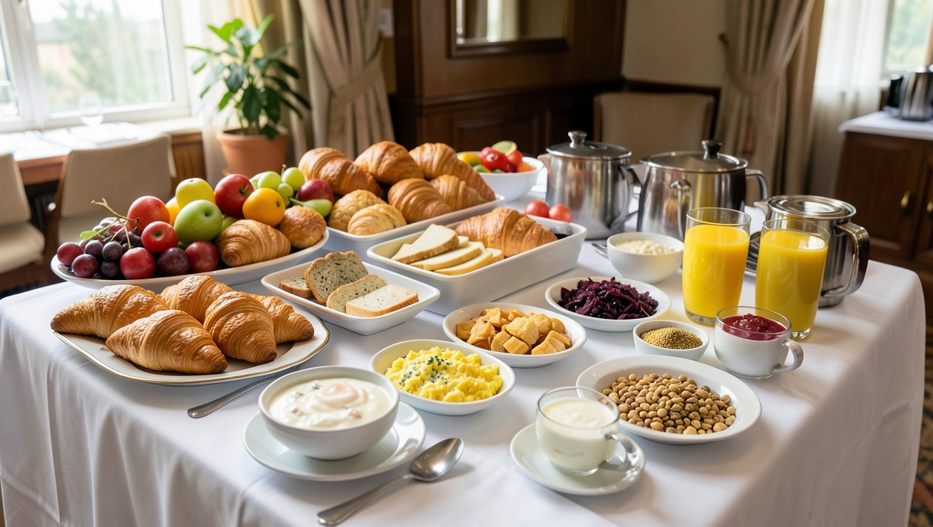 Śniadanie bufetowe w hotelu podczas podróży