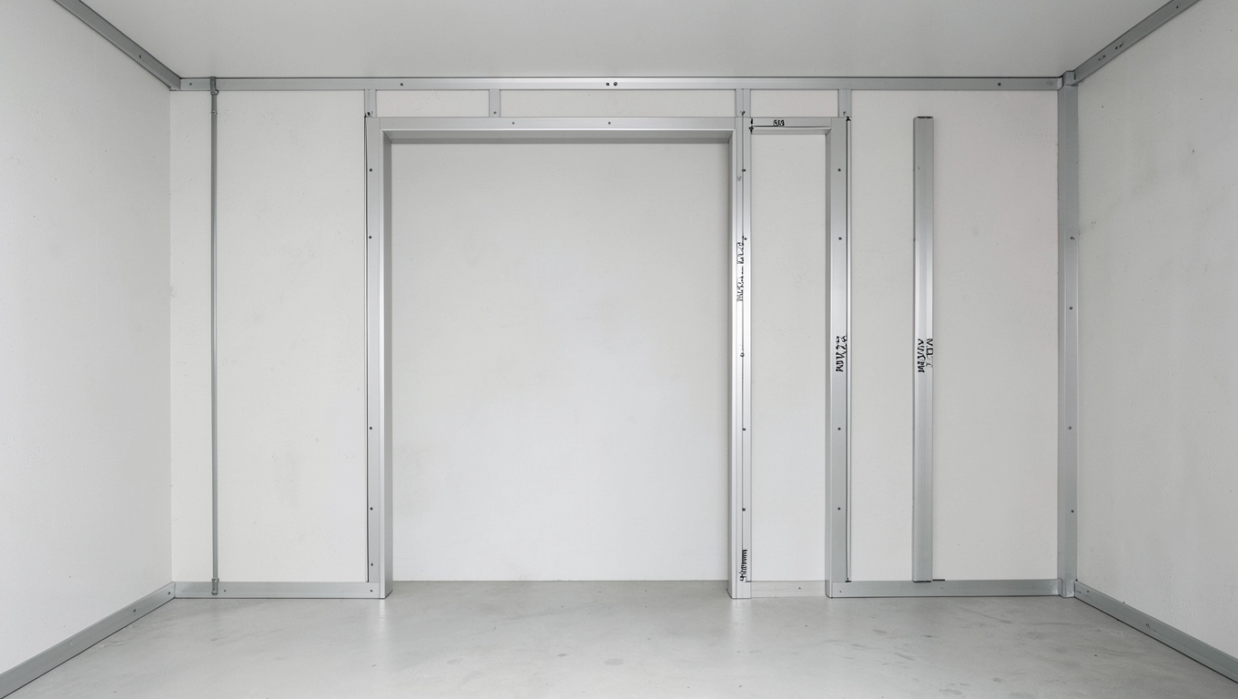 Stelaż ścianki działowej z ościeżnicą drzwiową