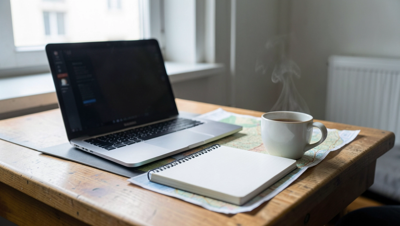 Stolik w pokoju jednoosobowym hostelu Warszawa