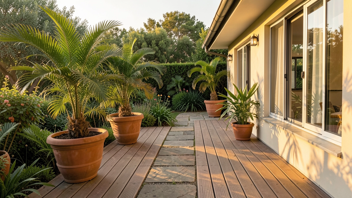 Sunlit Outdoor Areas of a Bungalow