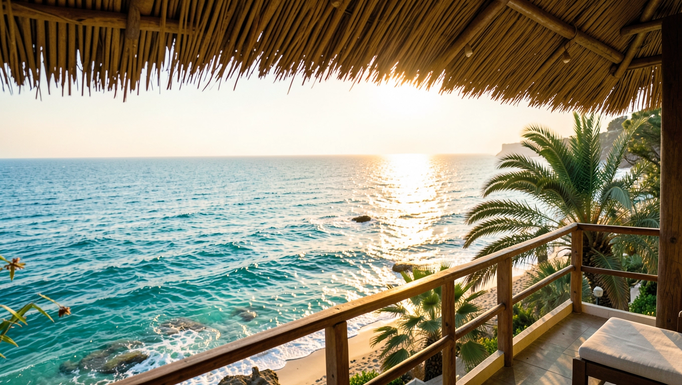 Widok na Turkusowe Morze z Bungalowów