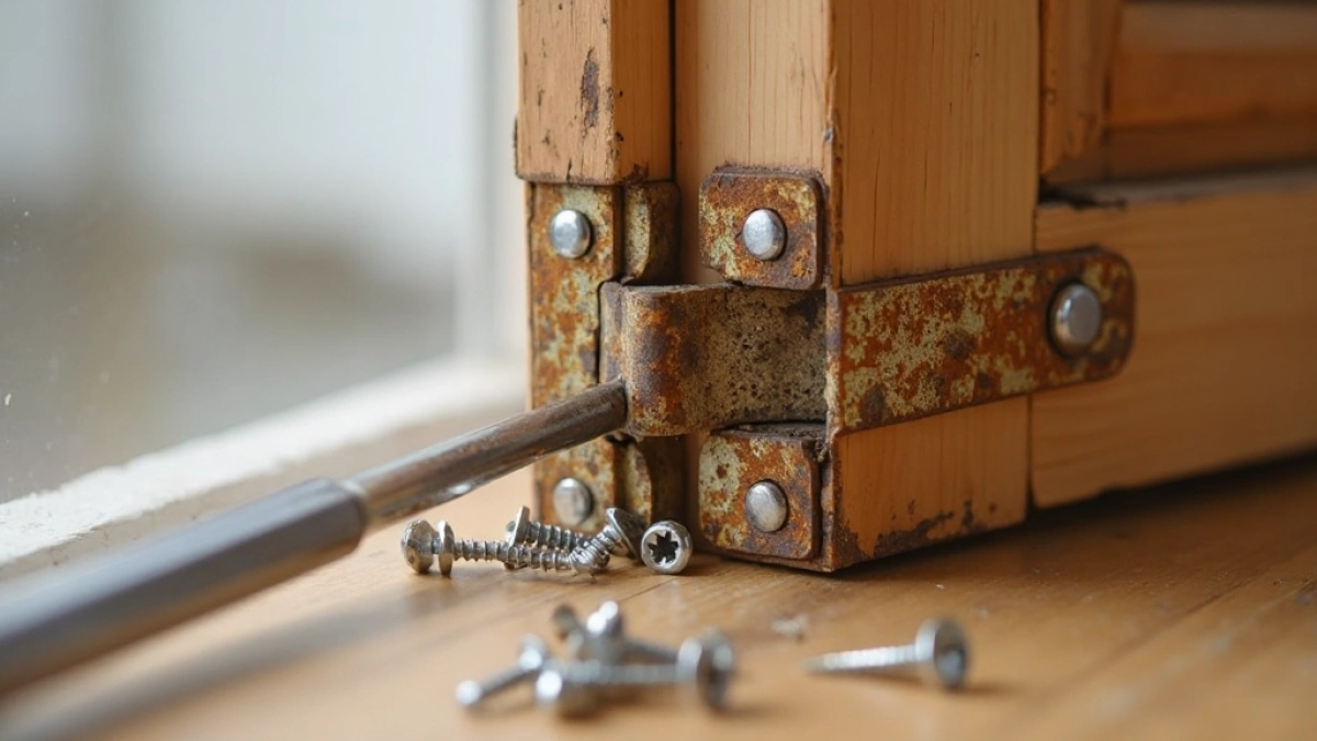 wymiana zawiasu w drzwiach balkonowych