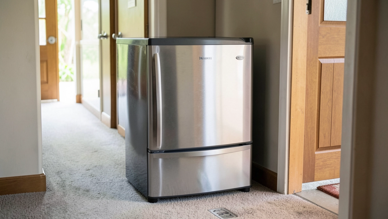 Zdjęcia chłodziarki w korytarzu bungalowu