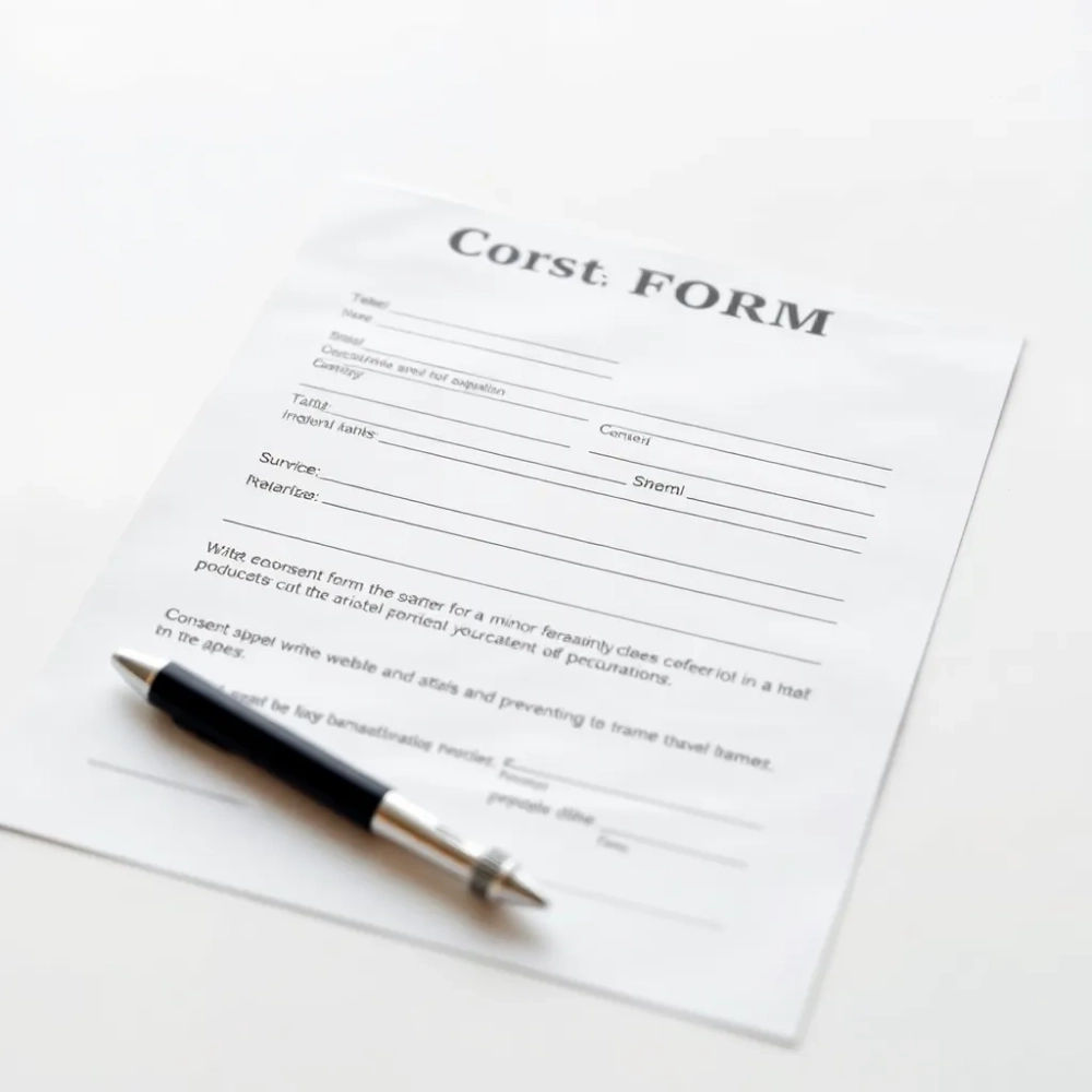 Zgoda na pobyt nieletniego w hotelu wzór