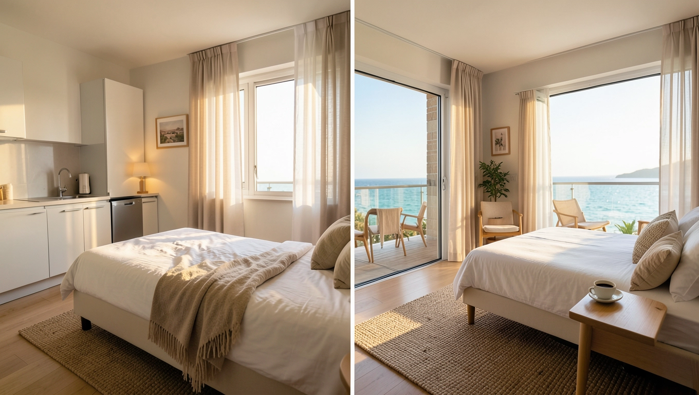 Apartament z widokiem na morze vs. studio dla par co wybrać