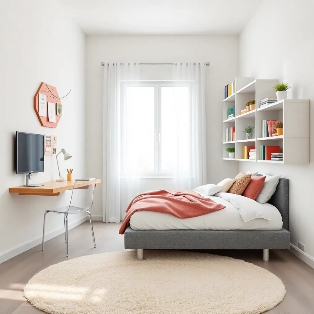 Nowoczesny pokój młodzieżowy dla dziewczyny
