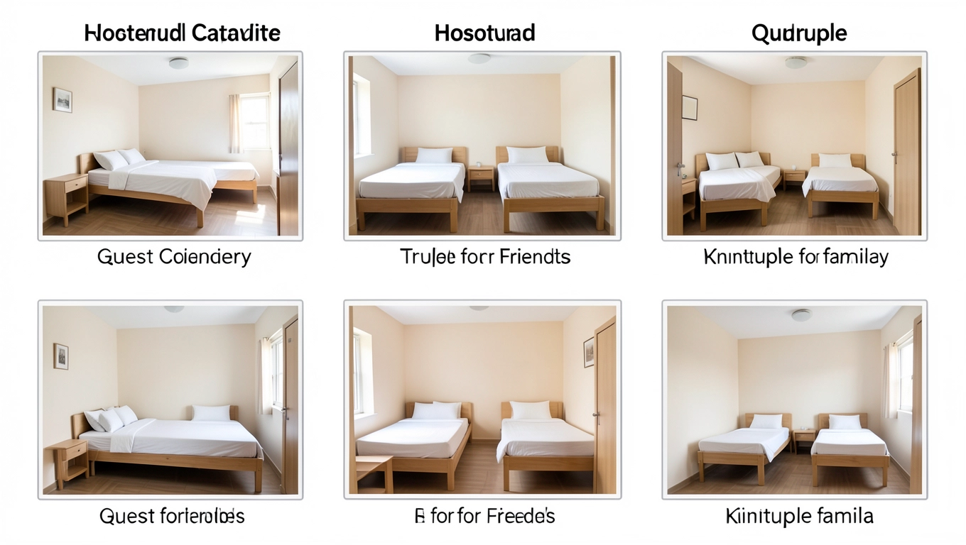 Podział pokoi hostelowych wg liczby gości