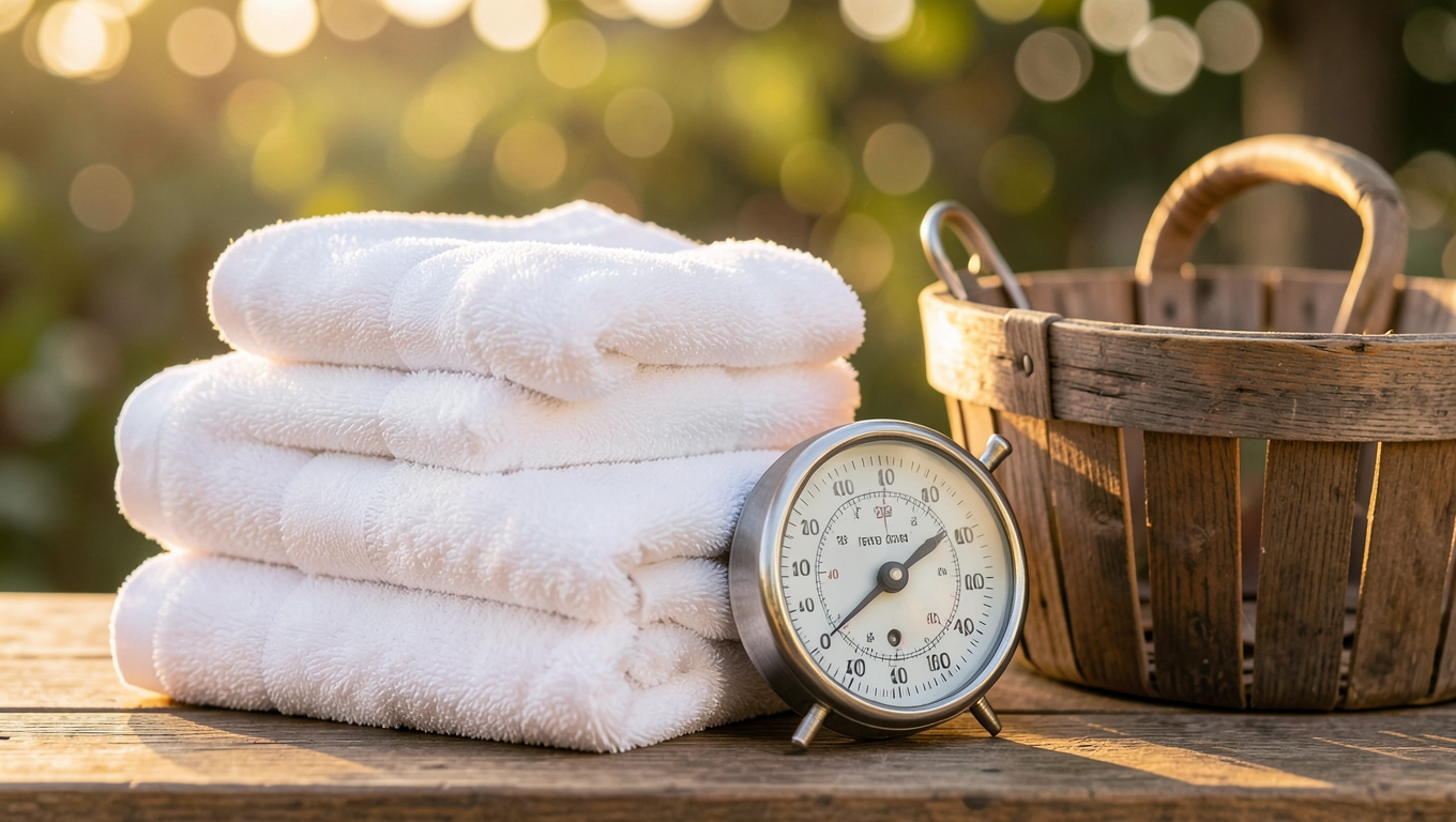 Temperatura i program prania ręczników frotte w hotelu